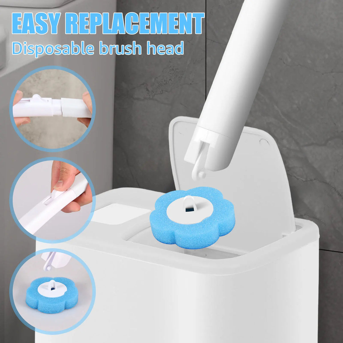 Brosse de toilette à têtes jetables
