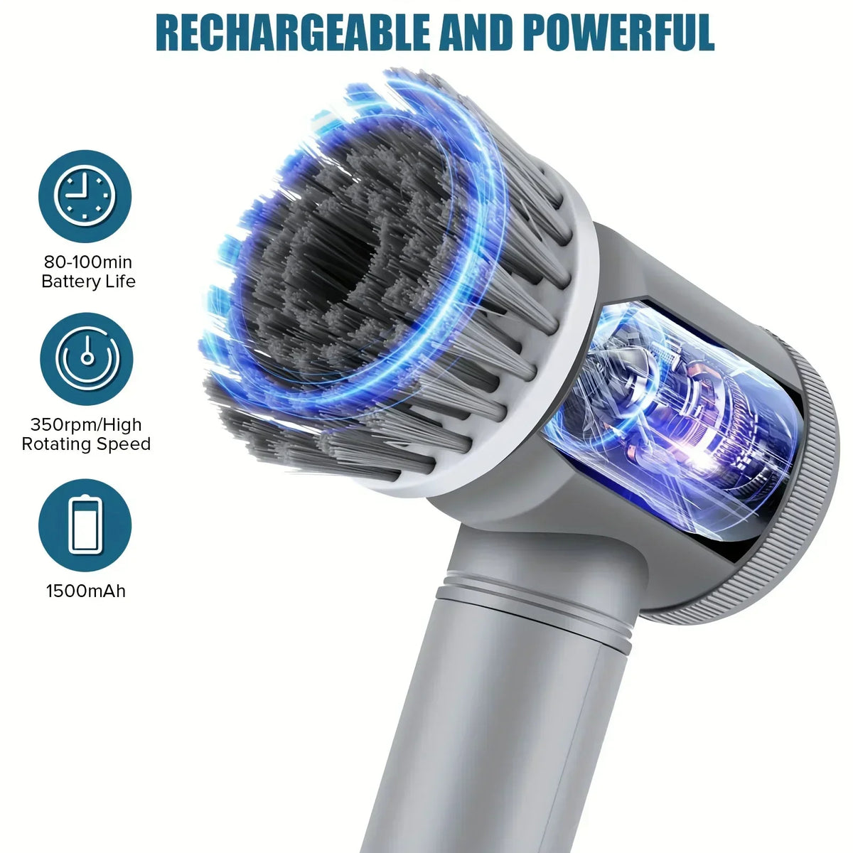 Brosse électrique rotative sans fil avec cinq têtes de nettoyage