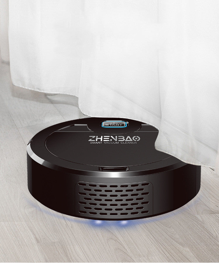 Robot aspirateur nettoyant le plancher d'un salon