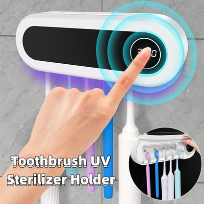 Support à brosses à dents mural avec distributeur de dentifrice dans une salle de bain