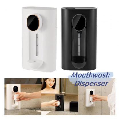 Distributeur de rince-bouche automatique fixé au mur d'une salle de bain