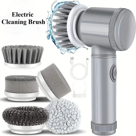 Brosse électrique rotative sans fil avec cinq têtes de nettoyage