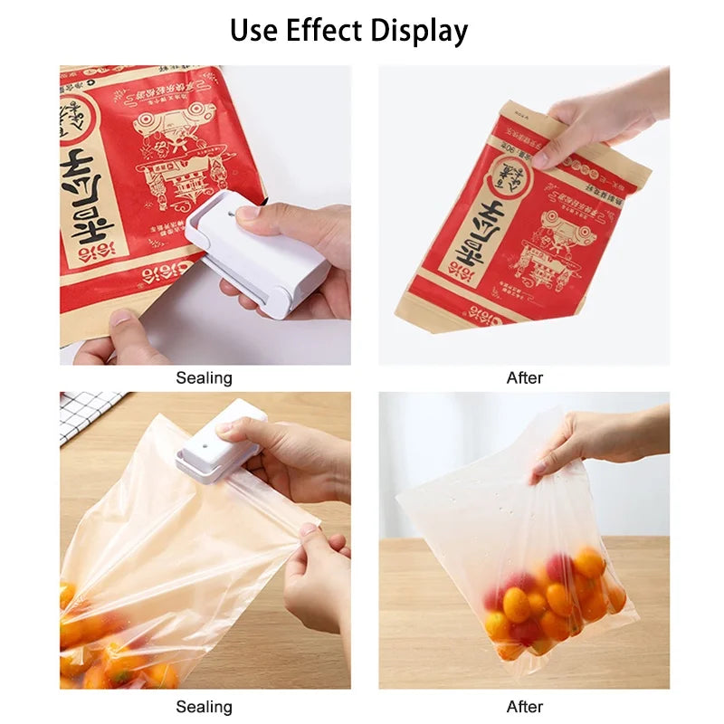 Mini scelleuse portative refermant un sac de nourriture en plastique