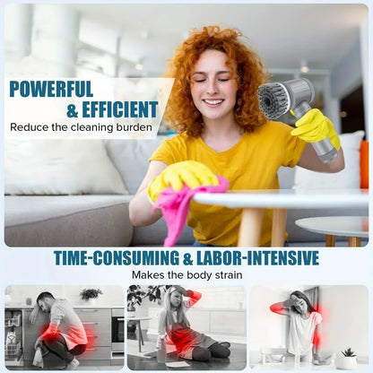 Brosse électrique rotative sans fil avec cinq têtes de nettoyage