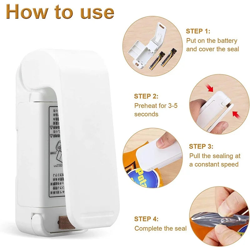 Mini scelleuse portative refermant un sac de nourriture en plastique