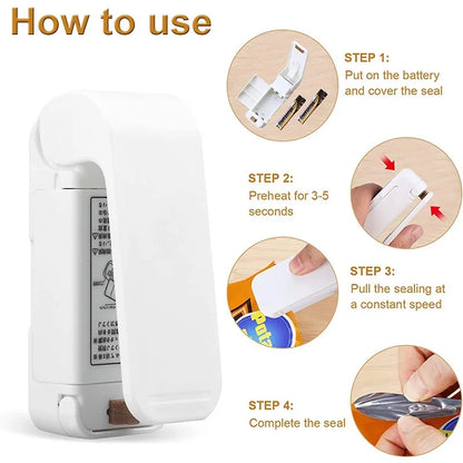 Mini scelleuse portative refermant un sac de nourriture en plastique