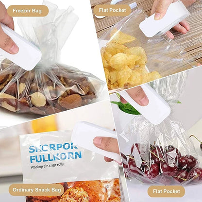 Mini scelleuse portative refermant un sac de nourriture en plastique