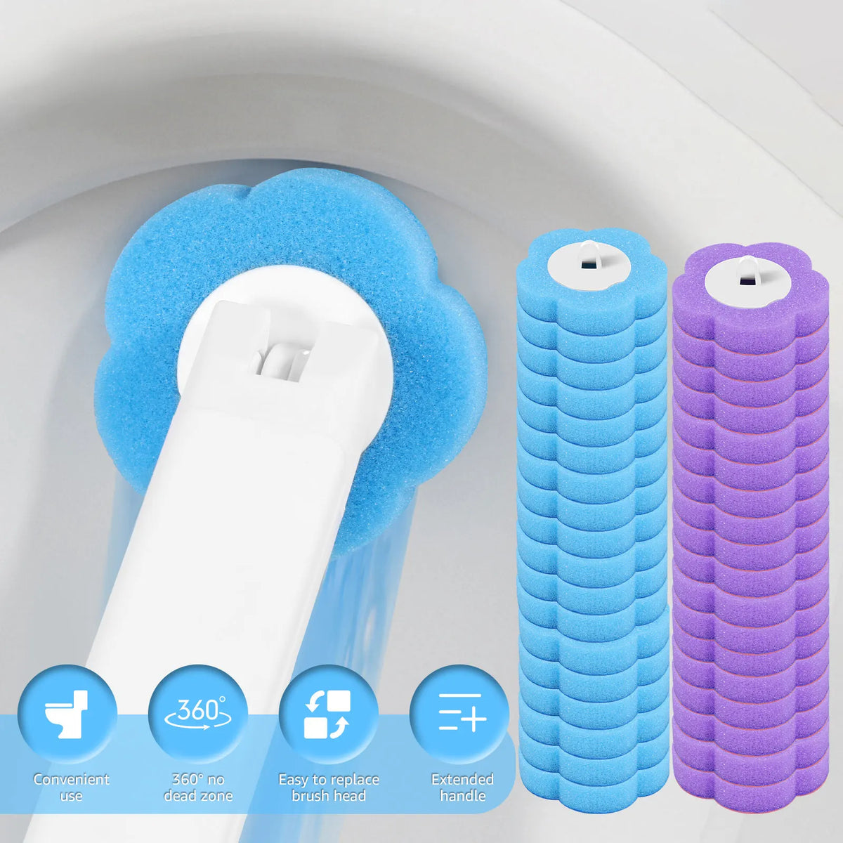 Brosse de toilette à têtes jetables