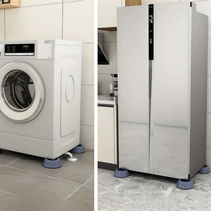 Quatre coussinets anti-vibration installés sous les pieds d'une laveuse